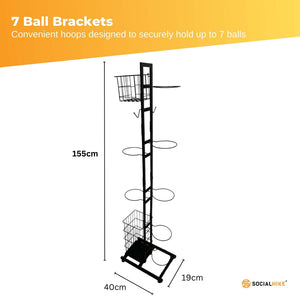 Sports Equipment Storage Rack Vertical Ball Organiser Basketball Garage Stand