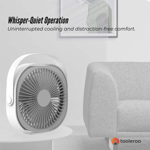 3 Speed Usb 20Cm Desktop Fan Quiet Portable Lightweight Rechargeable Cooler