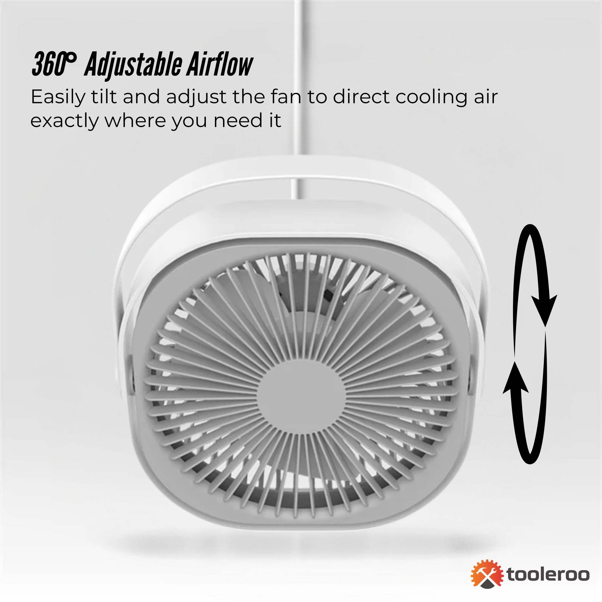 3 Speed Usb 20Cm Desktop Fan Quiet Portable Lightweight Rechargeable Cooler