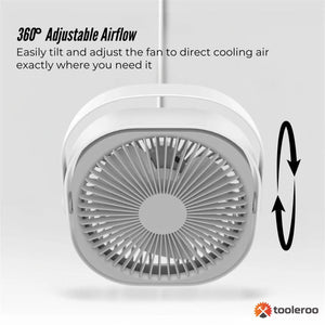 3 Speed Usb 20Cm Desktop Fan Quiet Portable Lightweight Rechargeable Cooler
