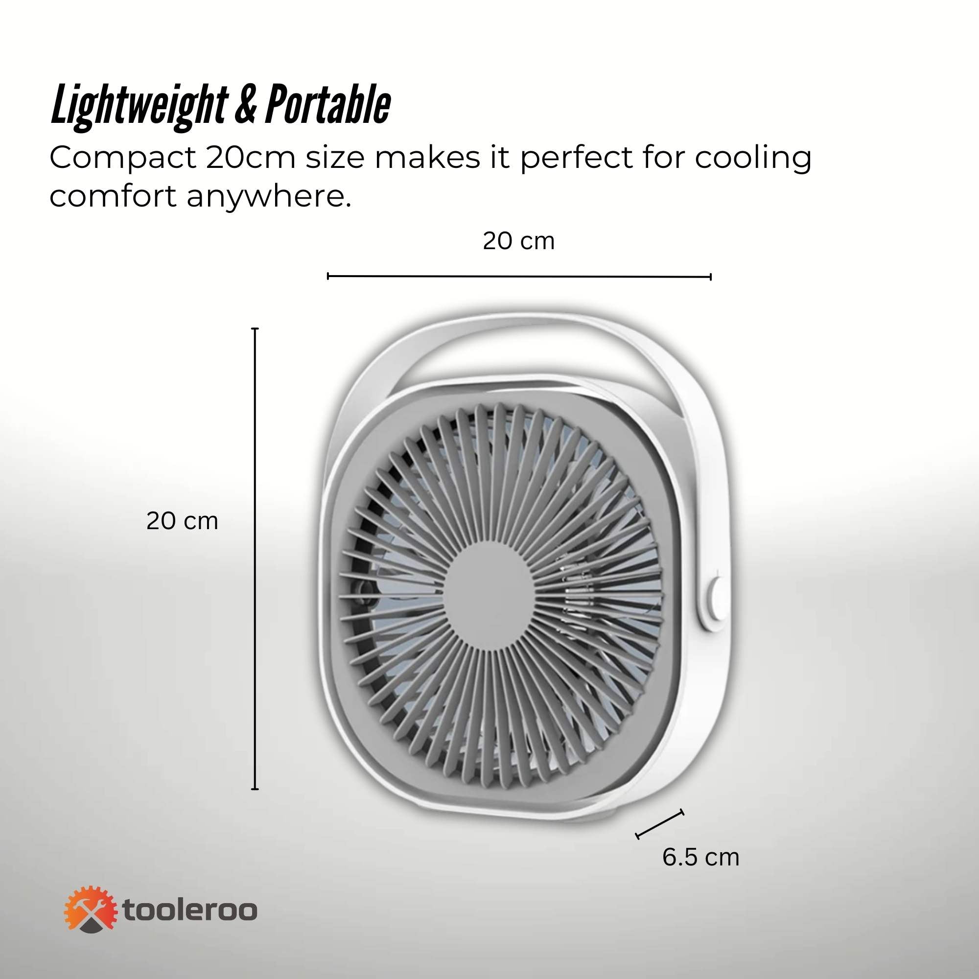 3 Speed Usb 20Cm Desktop Fan Quiet Portable Lightweight Rechargeable Cooler