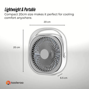 3 Speed Usb 20Cm Desktop Fan Quiet Portable Lightweight Rechargeable Cooler