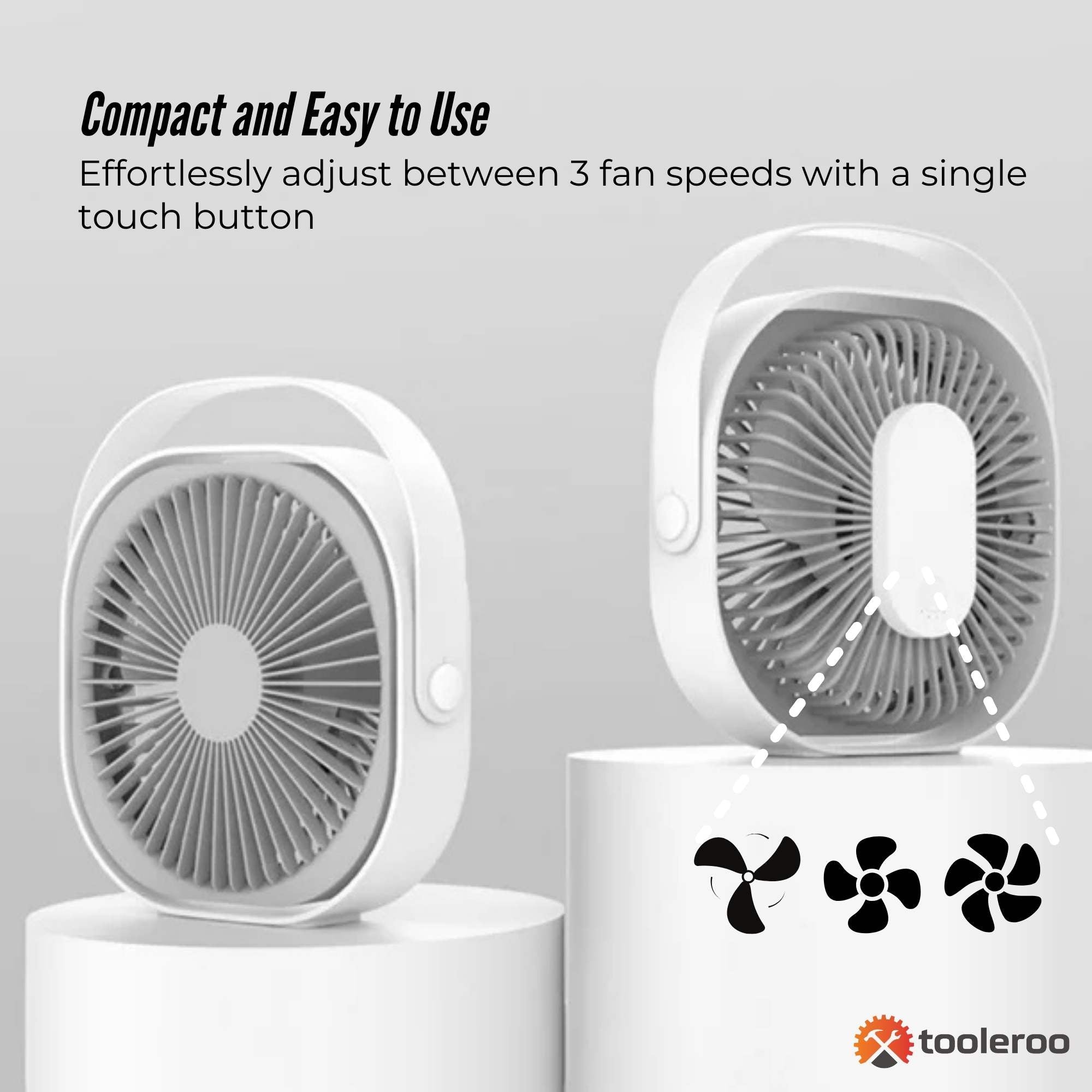 3 Speed Usb 20Cm Desktop Fan Quiet Portable Lightweight Rechargeable Cooler