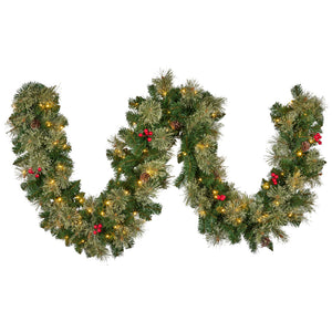 Klika 274Cm Bristle Berry Multicolour Pre Lit Christmas Garland