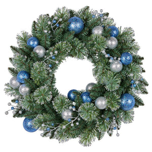 Swishmas 61Cm Blue Collection Multicolour Pre Lit Christmas Wreath