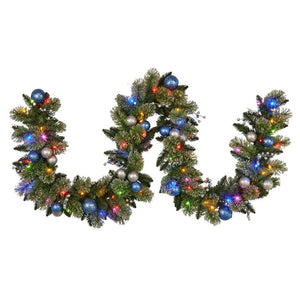 Swishmas 274Cm Blue Collection Multicolour Pre Lit Christmas Garland