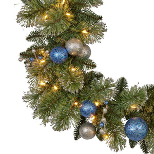 Swishmas 274Cm Blue Collection Multicolour Pre Lit Christmas Garland