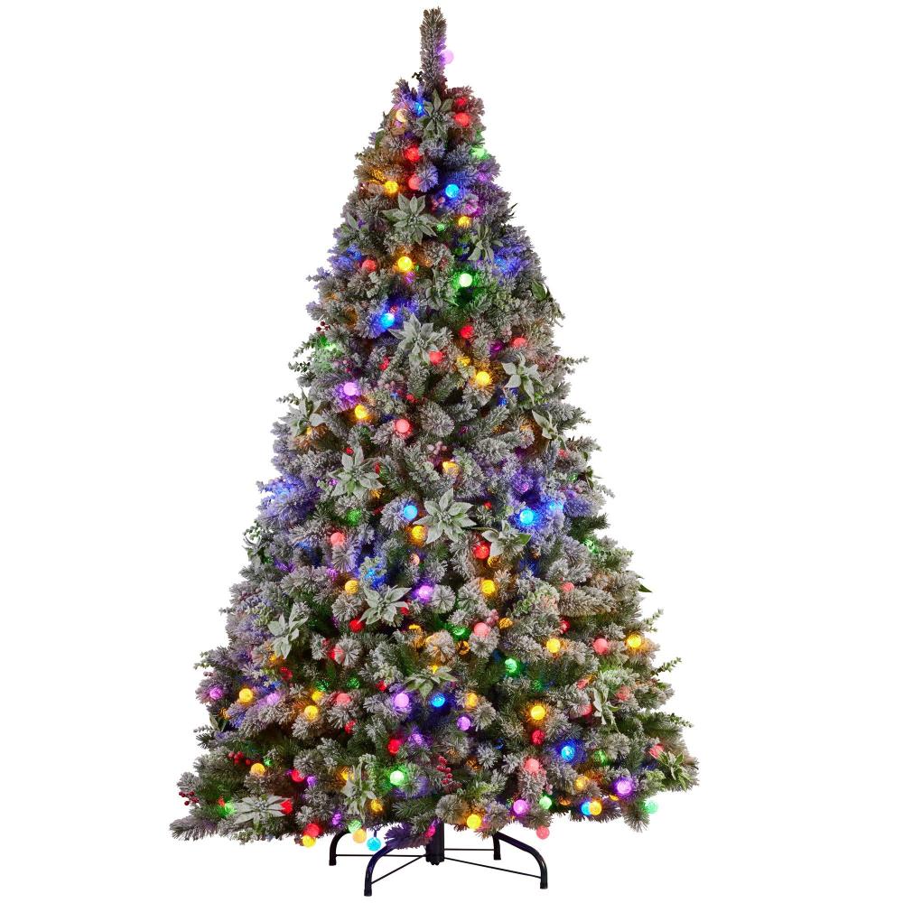 Swishmas Snowy Crown Pine 2.7M Multicolour Pre Lit Christmas Tree With 2429 Tips