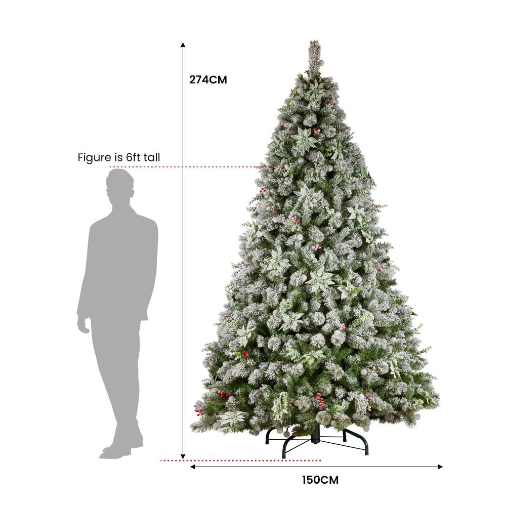 Swishmas Snowy Crown Pine 2.7M Multicolour Pre Lit Christmas Tree With 2429 Tips