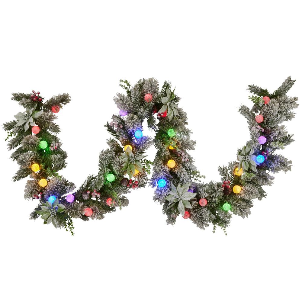 Swishmas 274Cm Snowy Crown Pine Pre Lit Multicolour Christmas Garland