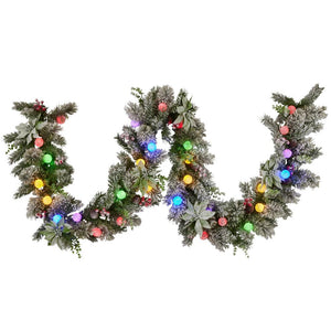 Swishmas 274Cm Snowy Crown Pine Pre Lit Multicolour Christmas Garland