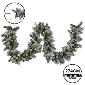 Swishmas 274Cm Snowy Crown Pine Pre Lit Multicolour Christmas Garland