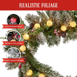 Swishmas 274Cm Snowy Crown Pine Pre Lit Multicolour Christmas Garland