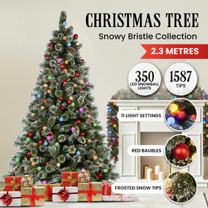 Swishmas Snowy Bristle 2.3M Multicolour Pre Lit Christmas Tree With 1587 Tips