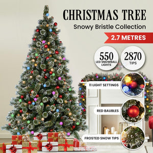 Swishmas Snowy Bristle 2.7M Multicolour Pre Lit Christmas Tree With 2870 Tips