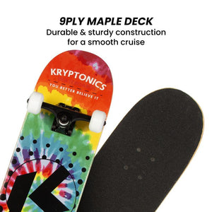 Kryptonics 31 Inch Star Series Complete Skateboard Rainbow Dot