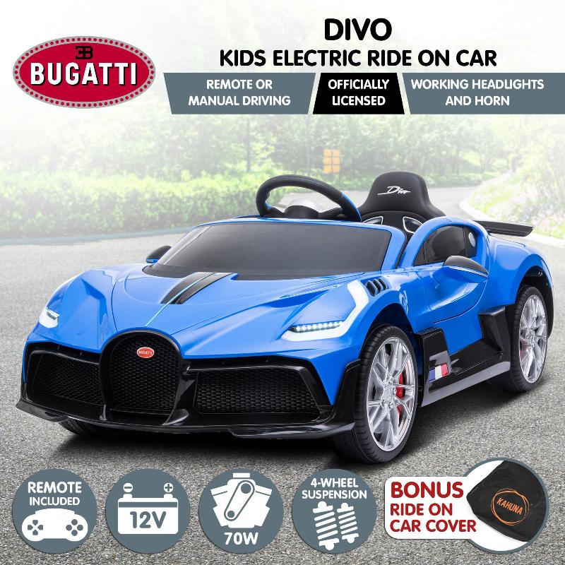 Kahuna Licensed Bugatti Divo Kids Electric Ride On Car Blue