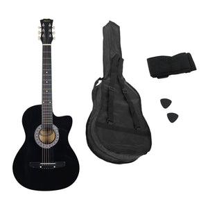 Karrera 38in Cutaway Acoustic Guitar with guitar bag Black