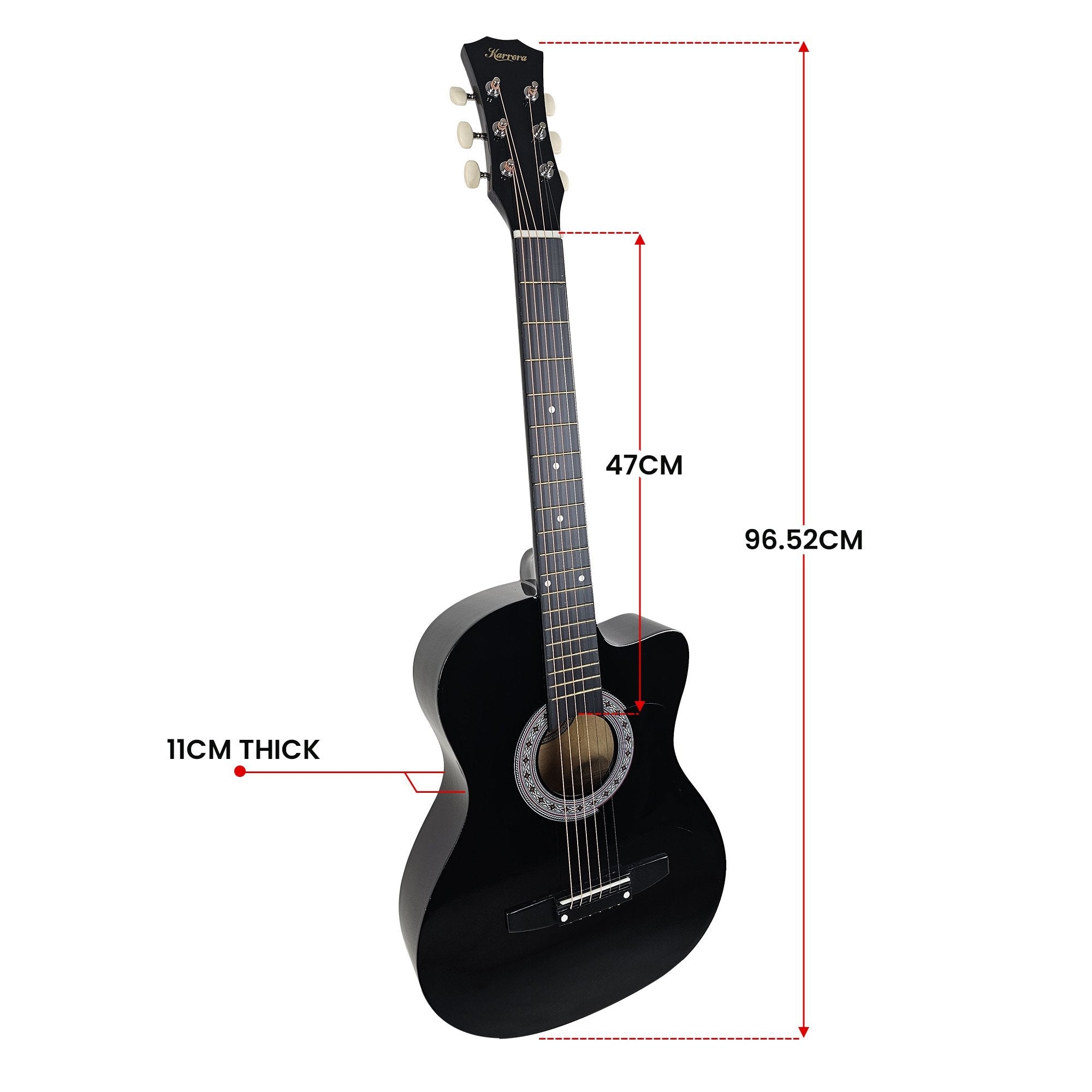 Karrera 38in Cutaway Acoustic Guitar with guitar bag Black