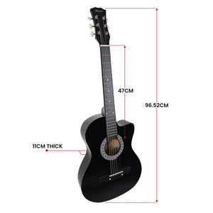 Karrera 38in Cutaway Acoustic Guitar with guitar bag Black