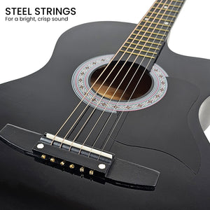 Karrera 38in Cutaway Acoustic Guitar with guitar bag Black