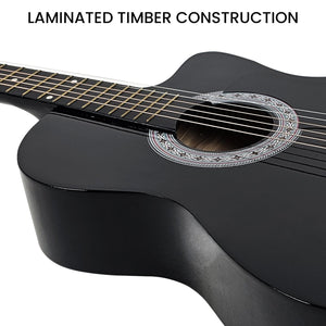 Karrera 38in Cutaway Acoustic Guitar with guitar bag Black
