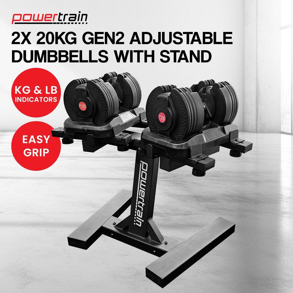 Powertrain Gen Gen2 Adjustable Dumbbell Set With Pro Stand X 20Kg (40Kg)