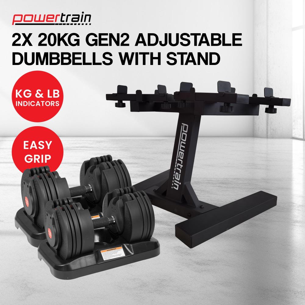 Powertrain Gen Gen2 Adjustable Dumbbell Set With Pro Stand X 20Kg (40Kg)