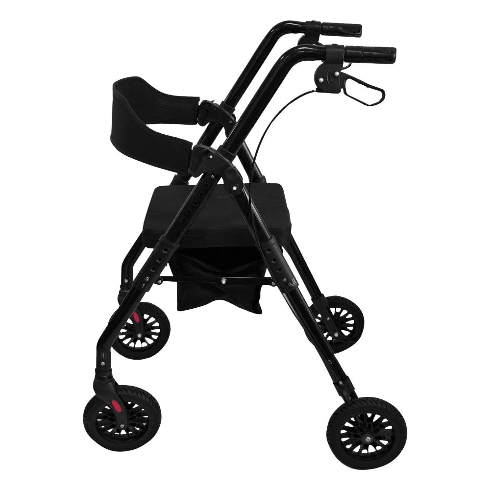 Orthonica Foldable Mobility Steel Rollator 136Kg Max Capacity Black