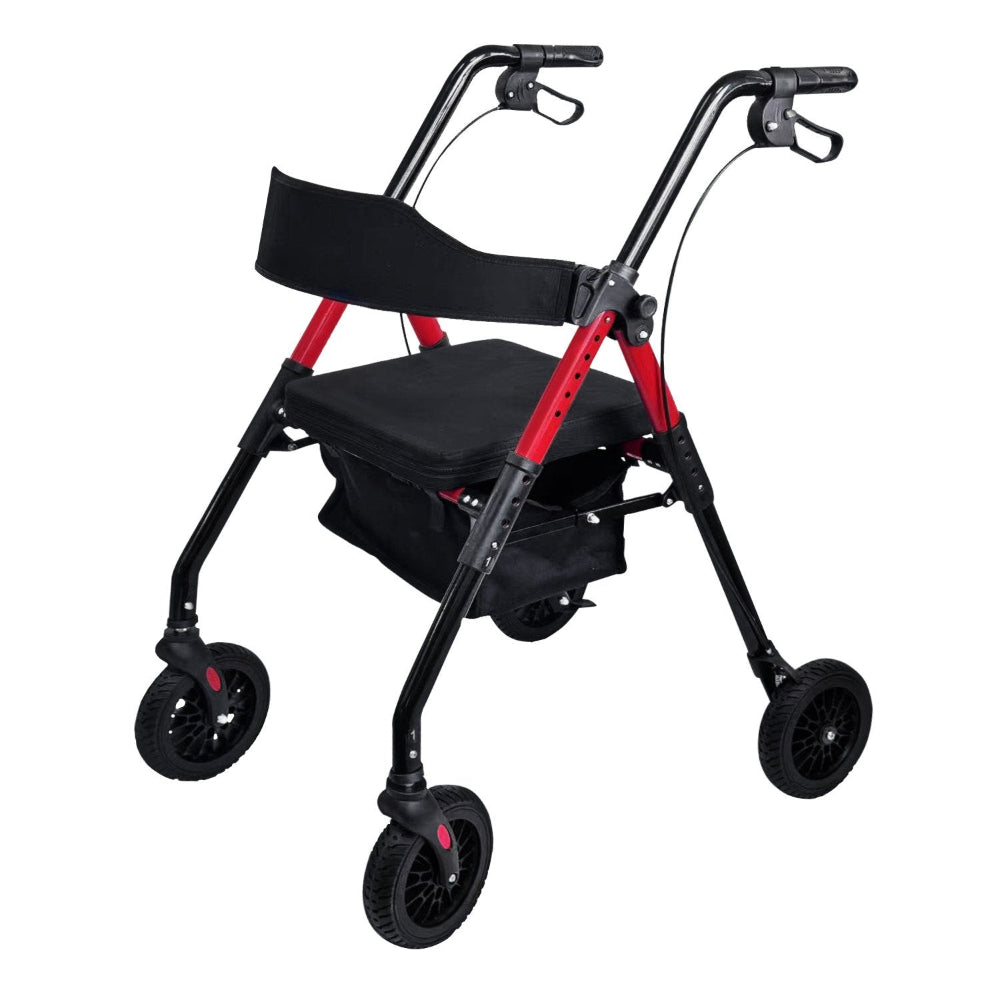 Orthonica Foldable Mobility Steel Rollator 136Kg Max Capacity Red