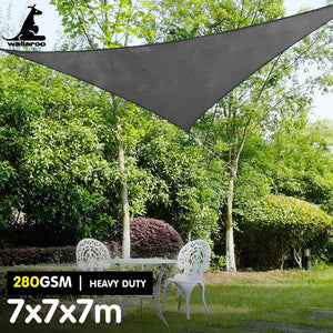 Wallaroo 280Gsm Outdoor Sun Shade Sail Canopy Grey Triangle 7M X