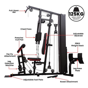 Powertrain Jx 89 Multi Station Home Gym 68Kg Weight Cable Machine