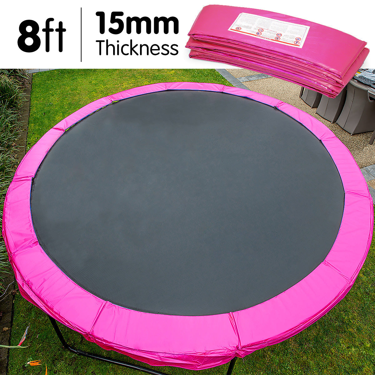 Kahuna 8Ft Trampoline Replacement Pad Round Pink