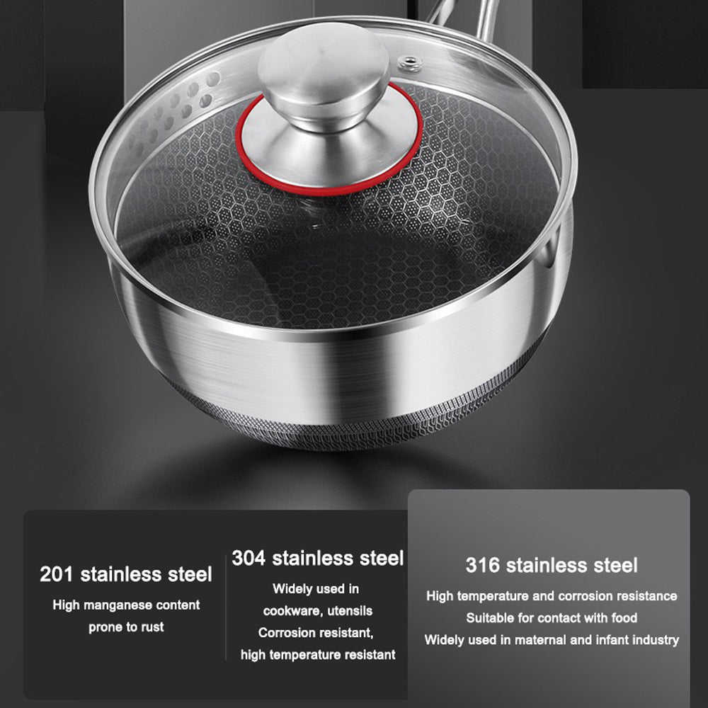 Premium 316 Stainless Steel Non Stick 22Cm Milk Pot With Double Sided Honeycomb Design