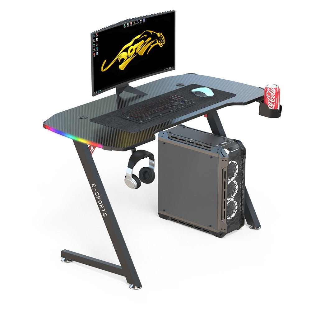 120Cm New Arrive Computer Table Z Shaped Gaming Desk With Rgb Led Lights Tables