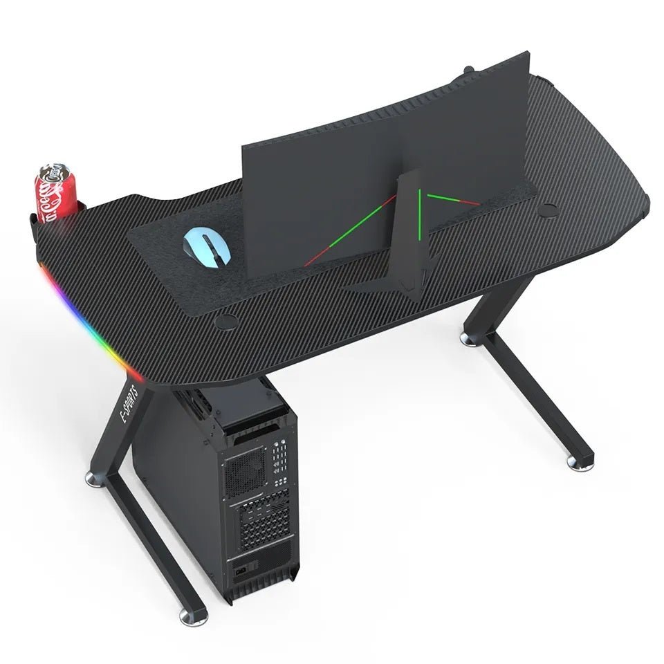 120Cm New Arrive Computer Table Z Shaped Gaming Desk With Rgb Led Lights Tables