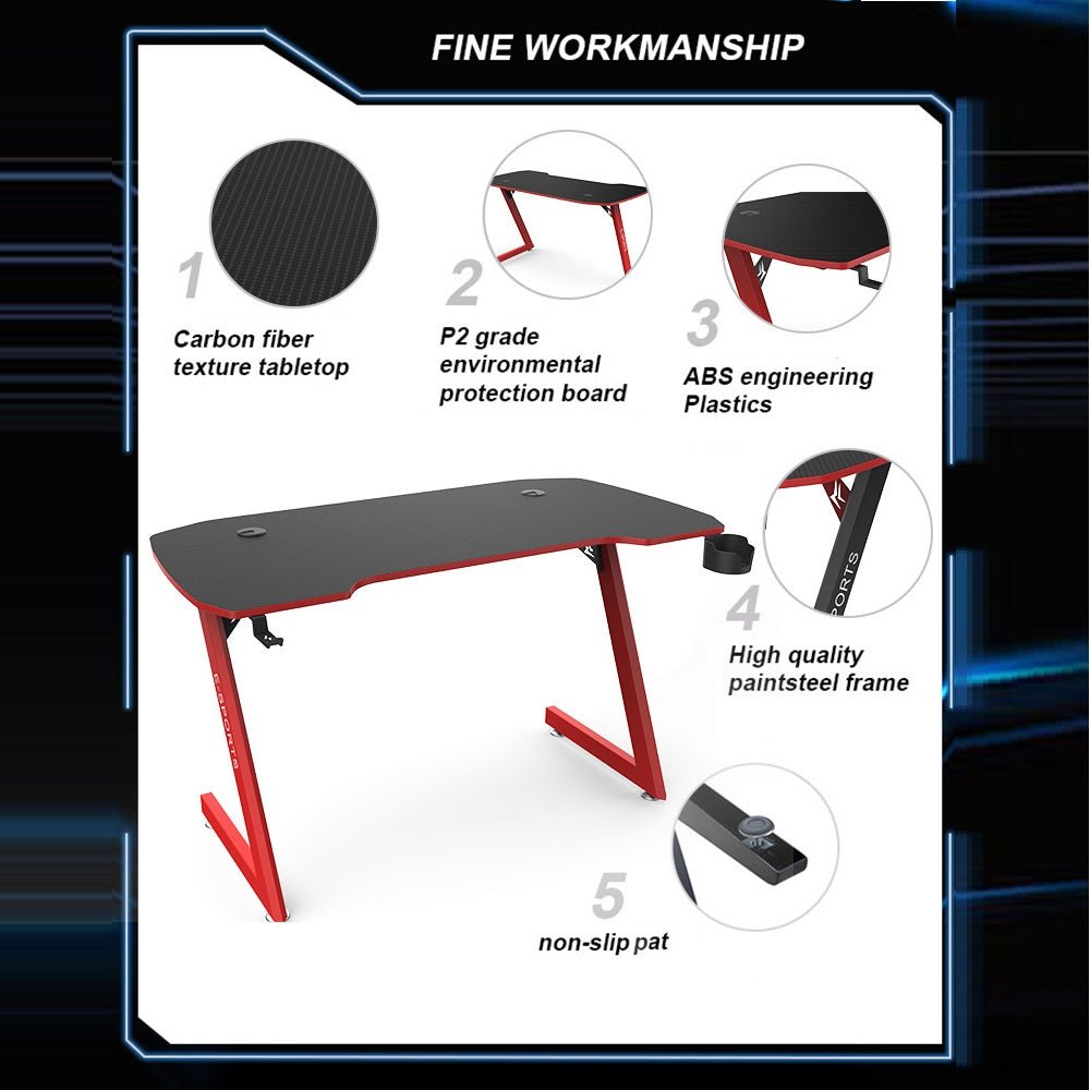 120Cm New Arrive Computer Table Z Shaped Gaming Desk With Rgb Led Lights Tables