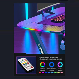 120Cm New Arrive Computer Table Z Shaped Gaming Desk With Rgb Led Lights Tables