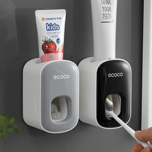 Ecoco Wall Mount Auto Ands Free Toothpaste Dispenser Automatic Squeezer Bathroom Holder Black