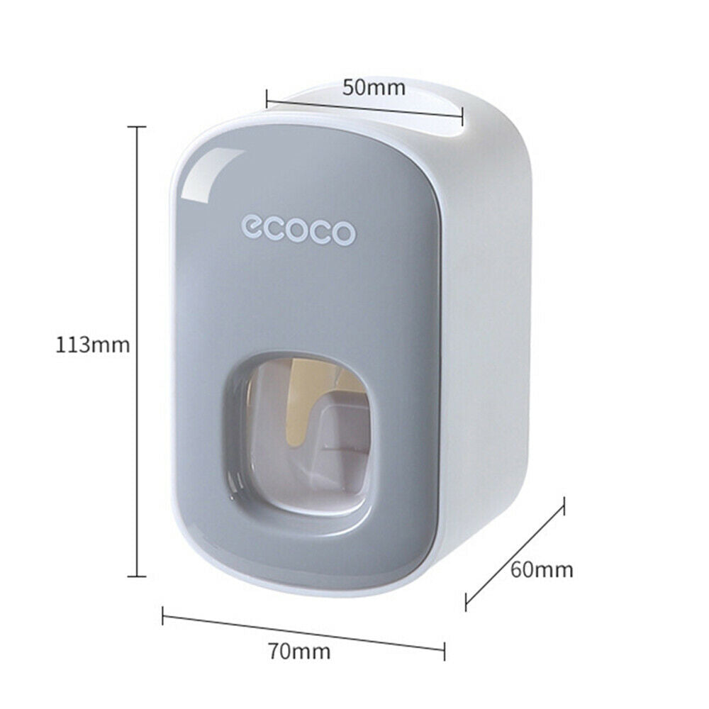 Ecoco Wall Mount Auto Ands Free Toothpaste Dispenser Automatic Squeezer Bathroom Holder Black