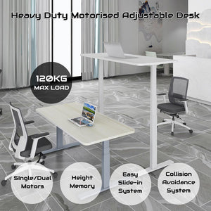 Standing Desk Height Adjustable Sit Motorised Grey Single Motors Frame Top