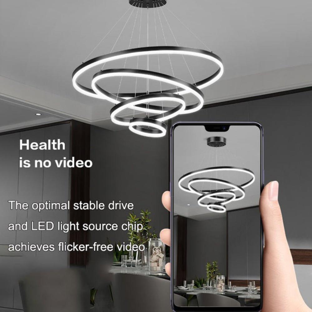 Gold 5 Rings Minimalist Led Pendant Light Circular Chandelier