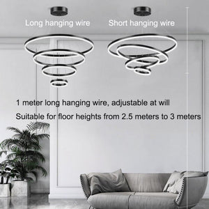 Gold 5 Rings Minimalist Led Pendant Light Circular Chandelier