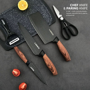 6 Pieces Kitchen Knife Set Everich Chef Knives Stainless Steel Nonstick Scissor Cutting Board