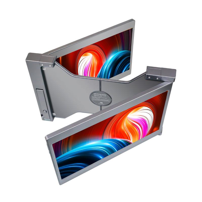 Fopo Dual Triple Fold 1080P Ips Fhd Monitor Screen Extender For Laptop 15 Grey"