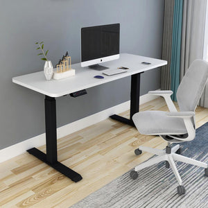 160Cm Standing Desk Height Adjustable Sit Motorised Black Single Frame White Top