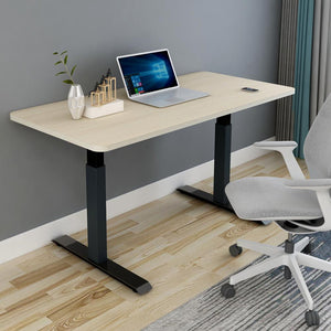 Standing Desk Height Adjustable Sit Motorised Single Black Frame 120Cm Maple Top