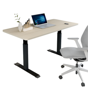 Standing Desk Height Adjustable Sit Motorised Single Black Frame 120Cm Maple Top