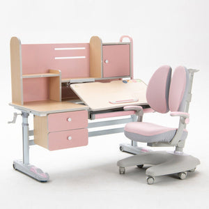 Height Adjustable Children Kids Ergonomic Study Desk Chair Set 120Cm Pink Au