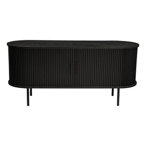 Ribbed Black Sideboard With Sliding Doors